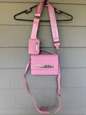 Steve Madden Pink Leather Crossbody with Detachable Straps and Pouch